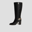 Bottes hautes avec chaînes à talons noir femme