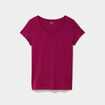 T-shirt coton col rond manches courtes prune femme