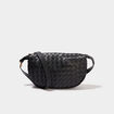 Sac banane effet tress&eacute; noir femme