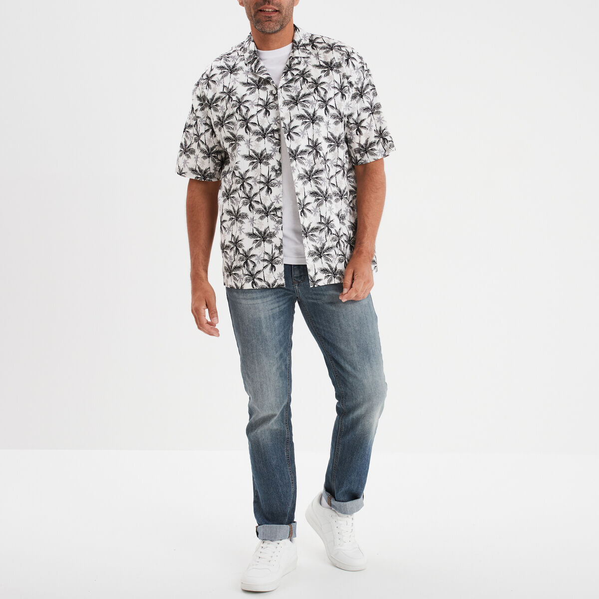 Chemise manches courtes blanc homme