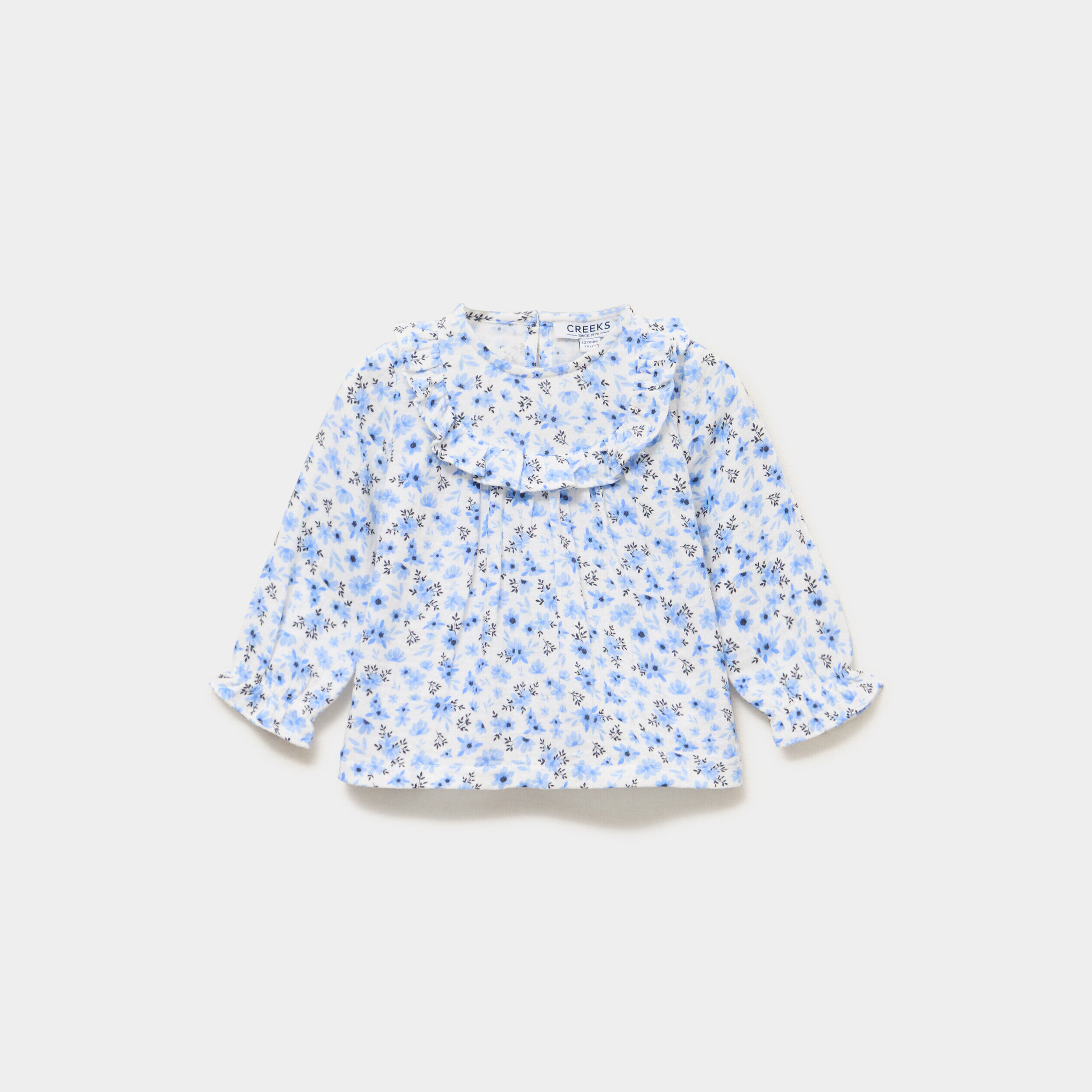 Blouse avec volants en gaze de coton ecru bébé fille CREEKS