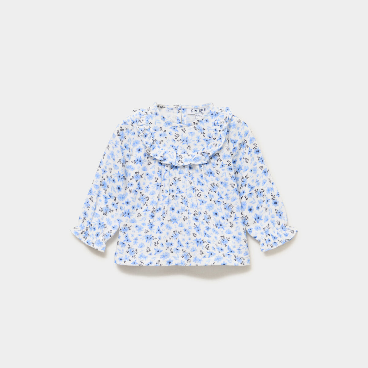 Blouse avec volants en gaze de coton ecru b&eacute;b&eacute; fille