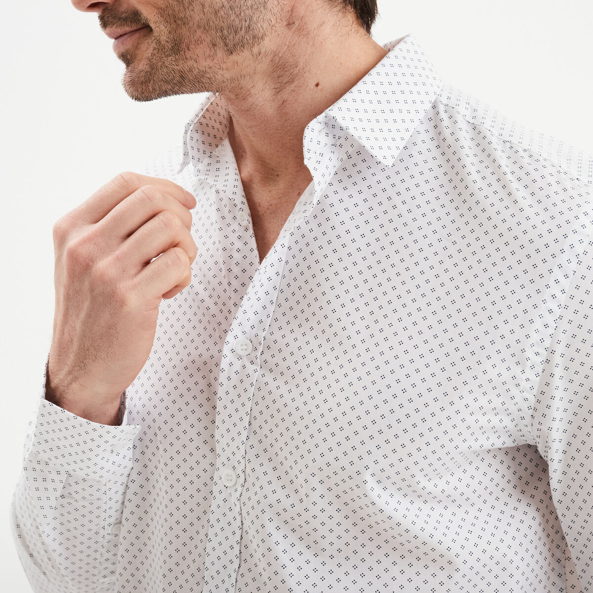 Chemise droite repassage facile blanc homme