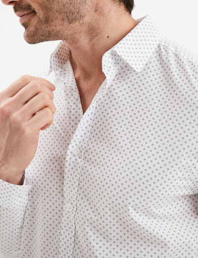 Chemise droite repassage facile blanc homme