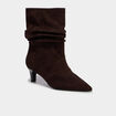 Bottines pliss&eacute;es talon kitten heel marron fonc&eacute; femme