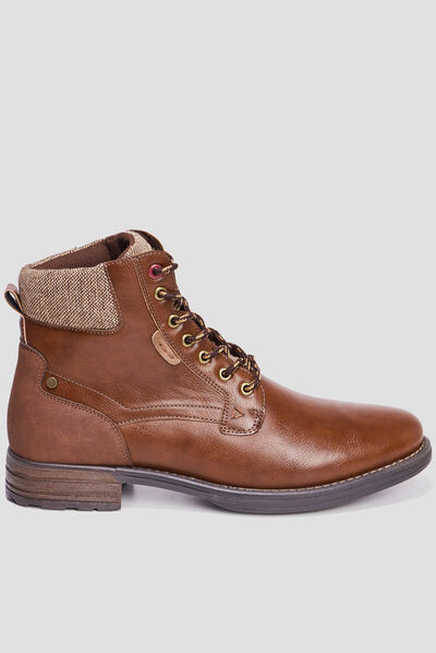 Bottines à lacets bi-matières Bicux marron homme