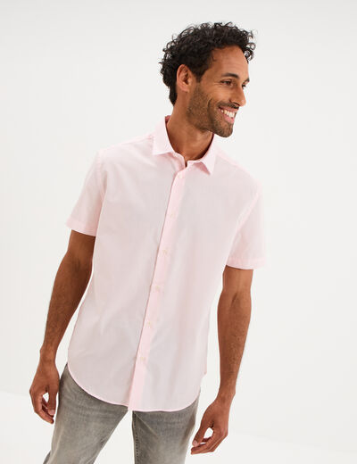 Chemise droite manches courtes rose clair homme