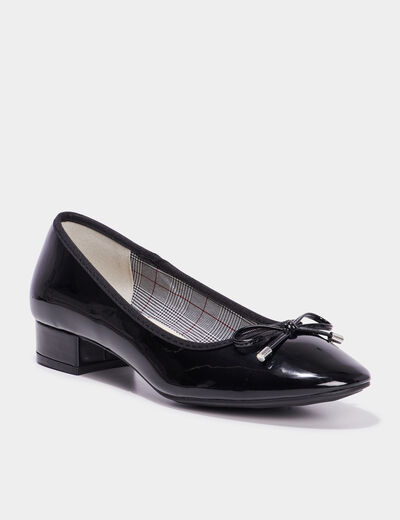 Ballerines à talons vernies noir femme