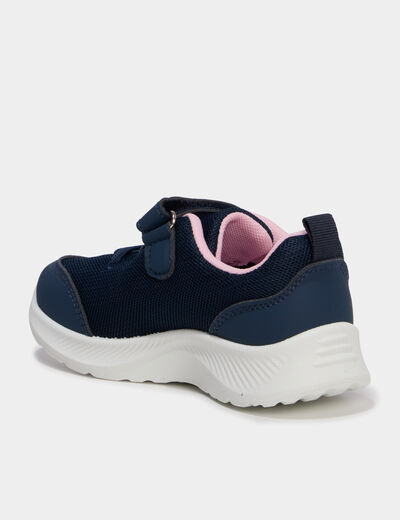 Baskets running &agrave; scratchs bleu marine fille