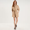 Combishort taille &agrave; coulisse coton sable femme