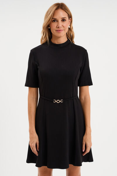 Robe &eacute;vas&eacute;e boucle taille noir femme
