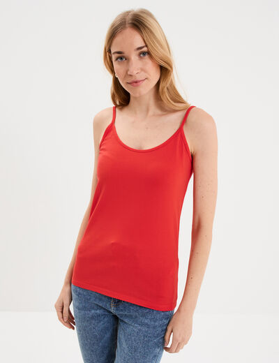 D&eacute;bardeur coton bretelles r&eacute;glables rouge femme