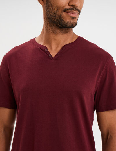T-shirt manches courtes col tunisien camel homme