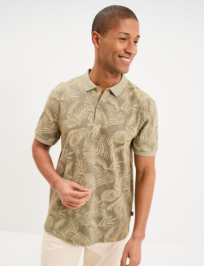 Polo jersey droit manches courtes coton vert homme