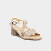 Sandales &agrave; talons pied large en cuir sable femme
