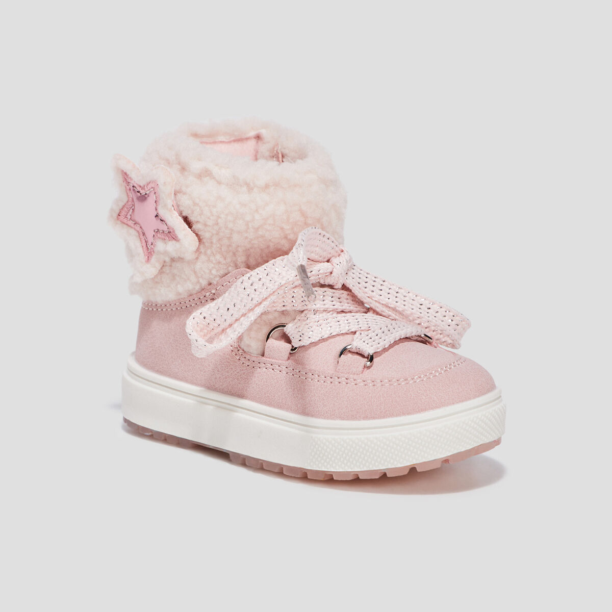 Bottes fourrées bout rond rose bébé fille