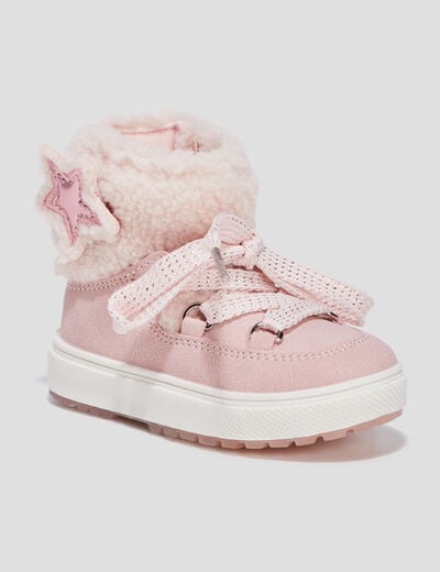 Bottes fourrées bout rond rose bébé fille