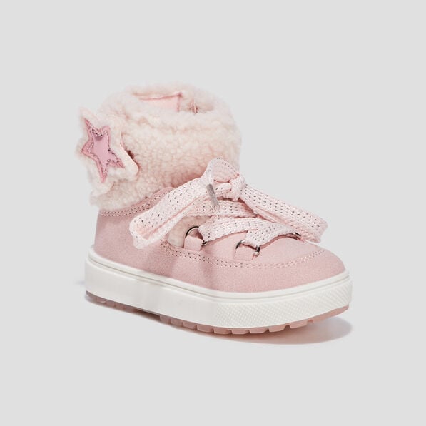 bottes fourrees bout rond rose bebef Bottes fourrées bout rond rose bébé fille
