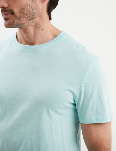 T-shirt droit en coton manches courtes bleu turquoise homme