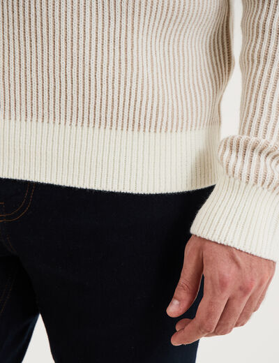 Pull c&ocirc;tel&eacute; col rond manches longues gris clair homme