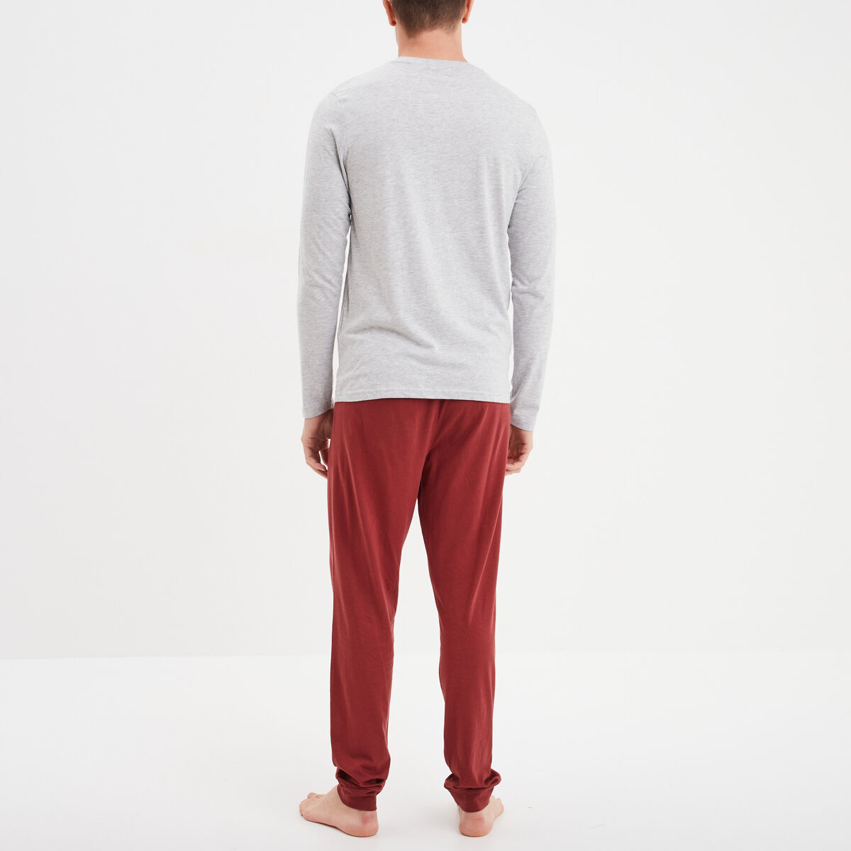 Ensemble pyjama 2 pi&egrave;ces gris homme