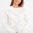 Pull col rond aspect laineux blanc femme