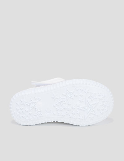 Salom&eacute; en toile brod&eacute;es semelle souple blanc b&eacute;b&eacute; fille