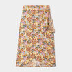 Jupe midi portefeuille avec noeud en lin camel femme