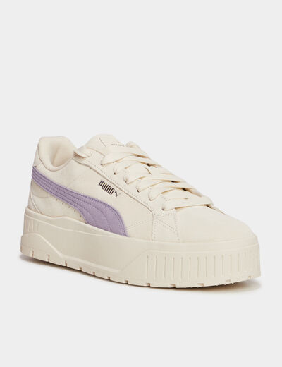 Tennis basses suédine en cuir Puma ivoire femme