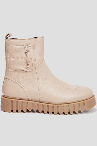 Bottines en cuir Kickers Kickfancy sable femme
