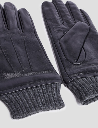 Gants en cuir noir homme