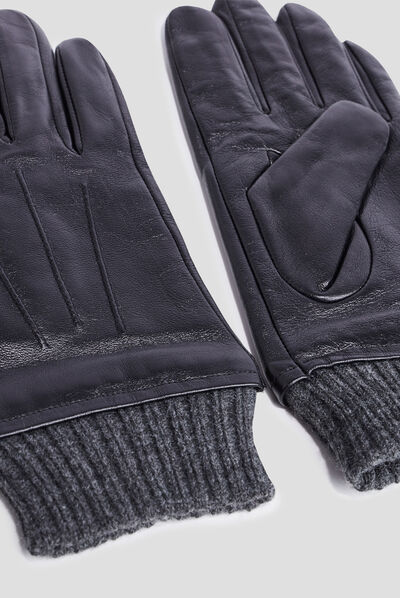 Gants en cuir noir homme
