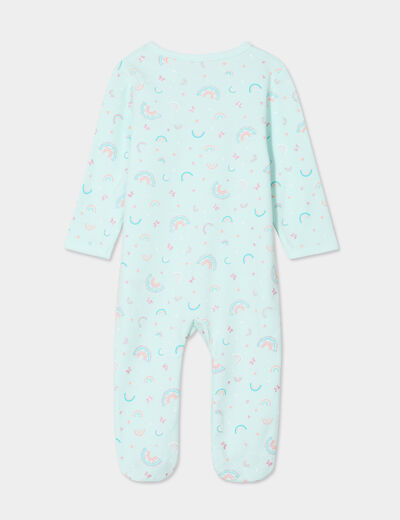 Dors-bien coton manches longues boutonné bleu clair bébé fille