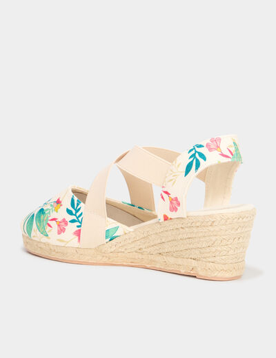 Sandales espadrilles compens&eacute;es en toile multicolore femme