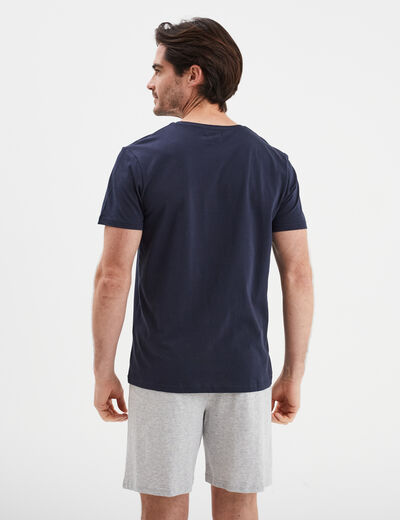 Ensemble pyjama 2 pièces bleu marine homme