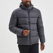 Doudoune doubl&eacute;e zipp&eacute;e &agrave; capuche gris fonc&eacute; homme