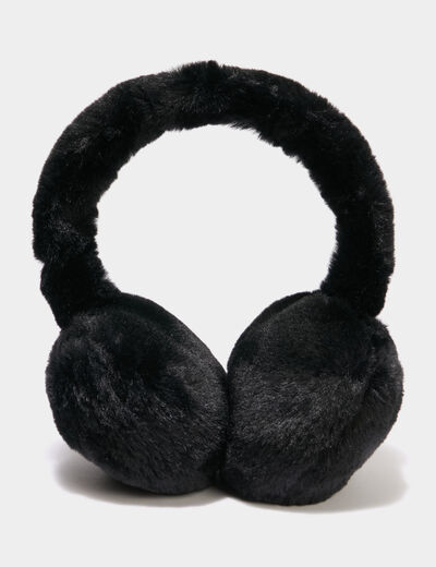 Cache-oreilles fausse fourrure noir femme