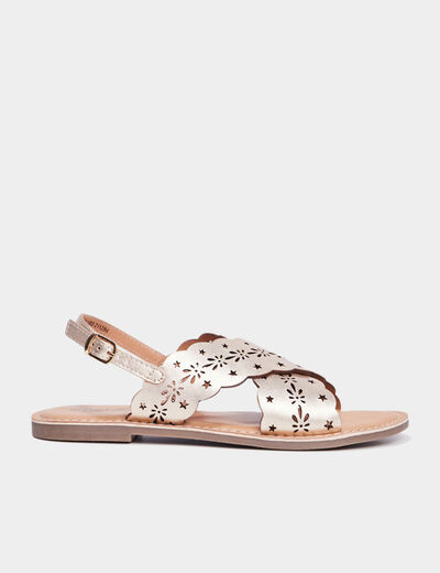 Sandales perforations en cuir Creeks jaune or fille