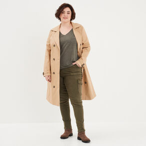 Pantalon skinny taille haute Modavista vert kaki femme grande taille