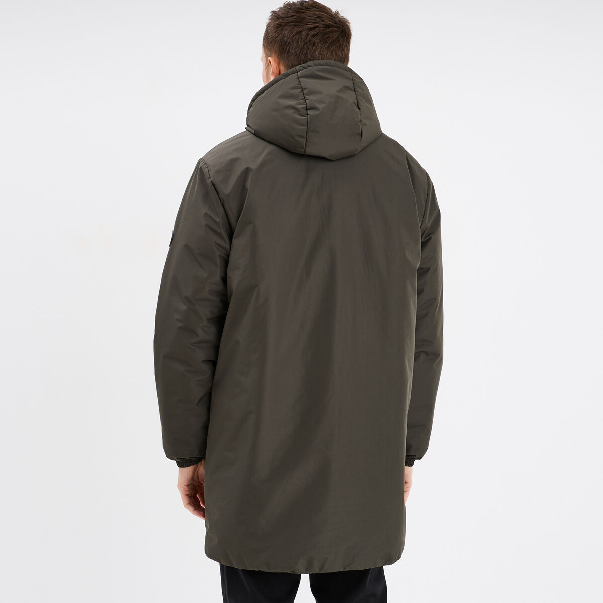 Parka d&eacute;perlante doubl&eacute;e &agrave; capuche vert kaki homme