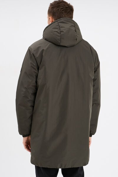 Parka d&eacute;perlante doubl&eacute;e &agrave; capuche vert kaki homme
