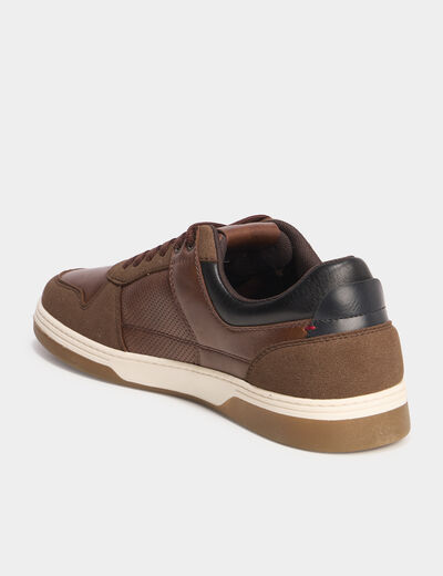 Tennis basses &agrave; lacets marron homme