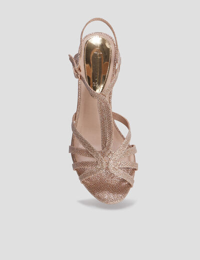 Sandales à talons irisées Mosquitos jaune or femme