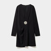 Robe drap&eacute;e d&eacute;tail broche noir femme