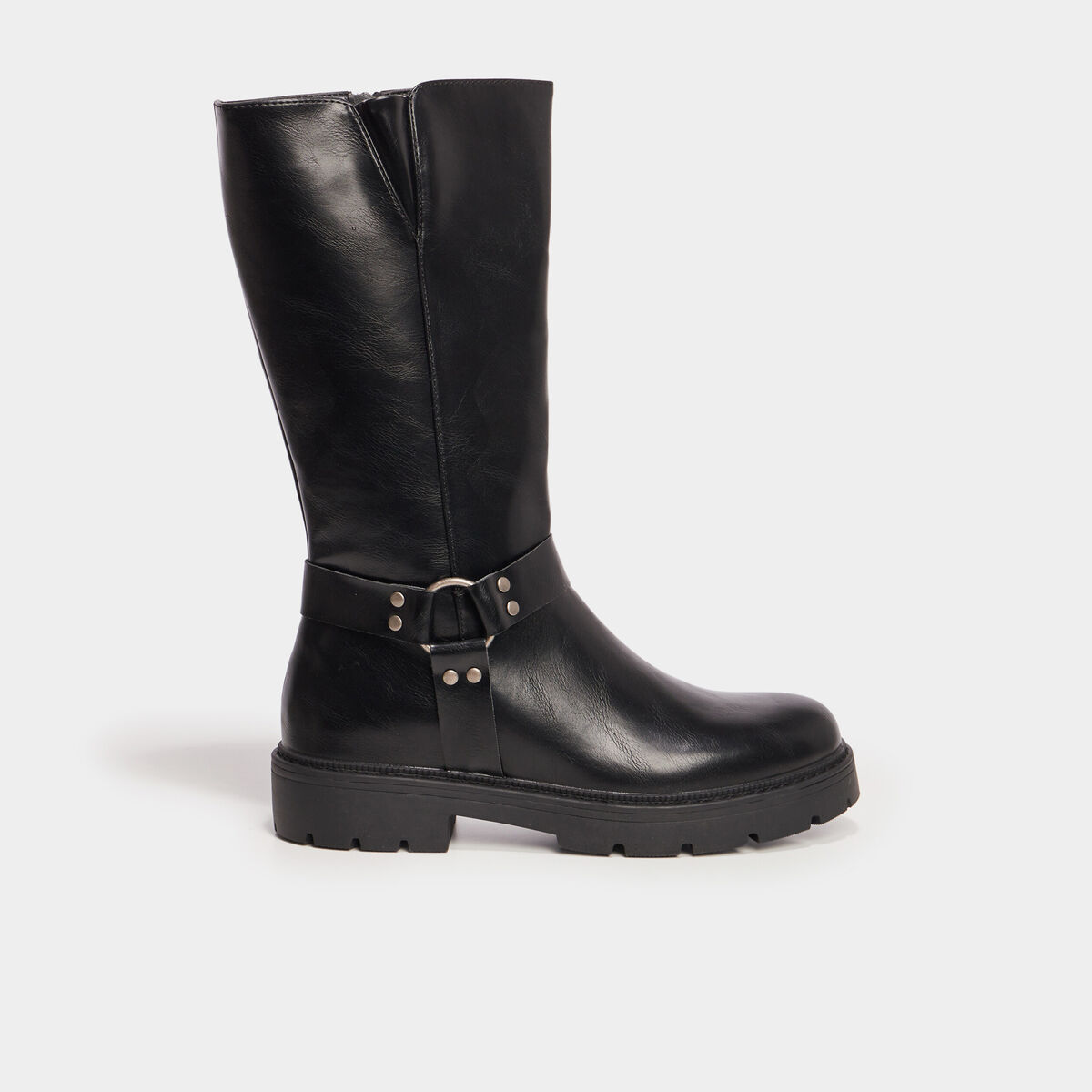 Bottes crantées avec boucles noir femme