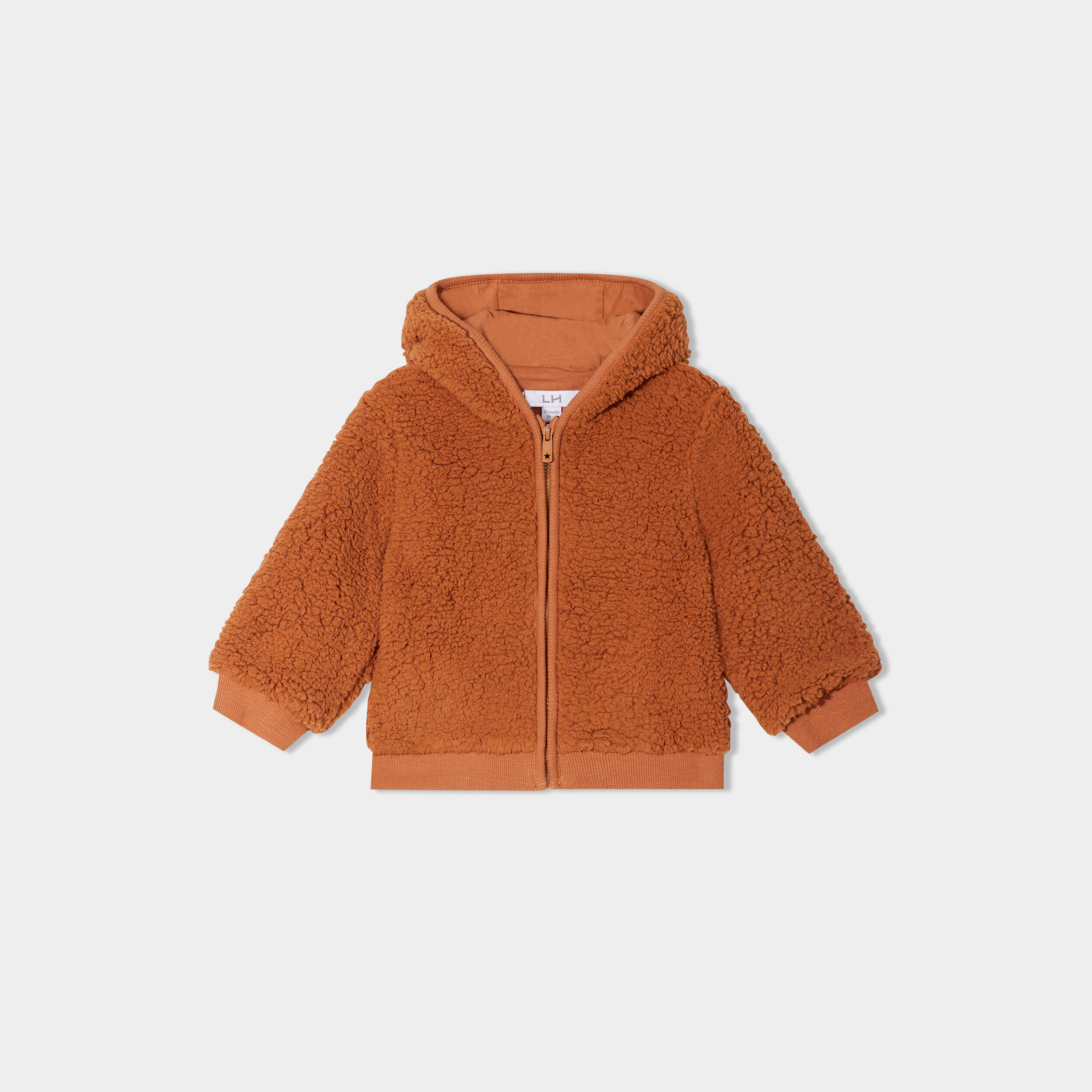 Gilet aspect laine de mouton à capuche marron bébé garçon LH