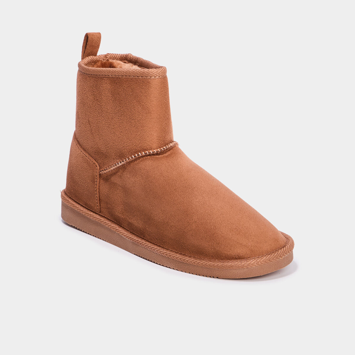 Bottines fourr&eacute;es effet su&eacute;dine marron femme