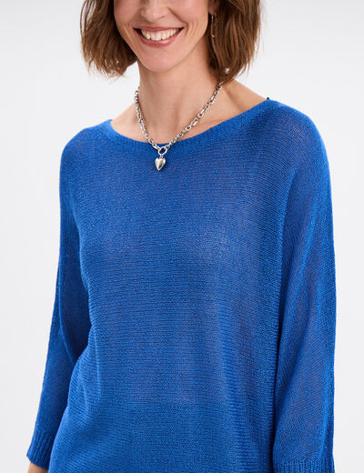 Pull manches longues bleu roi femme