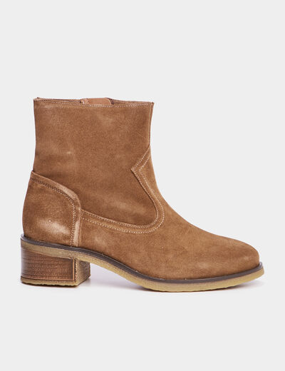Bottines cuir daim &agrave; talons Creeks taupe femme