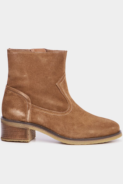 Bottines cuir daim &agrave; talons Creeks taupe femme